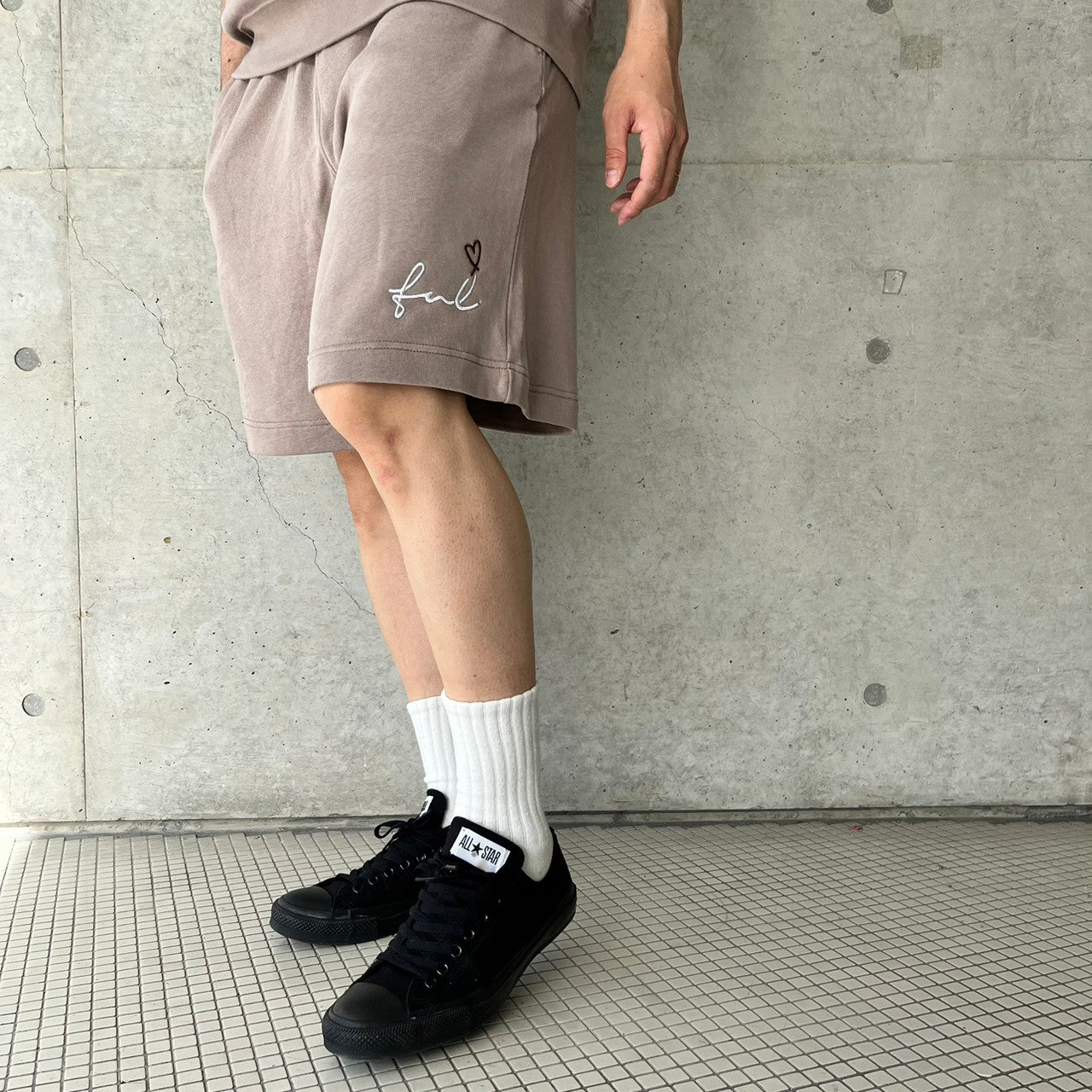 Playful スウェットハーフパンツ(smoky beige)