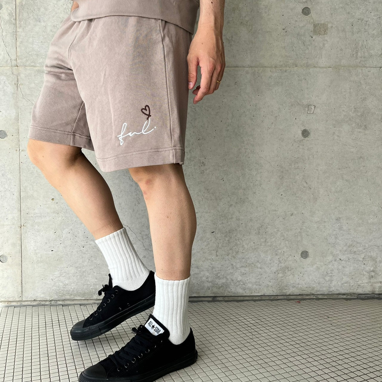 Playful スウェットハーフパンツ(smoky beige)