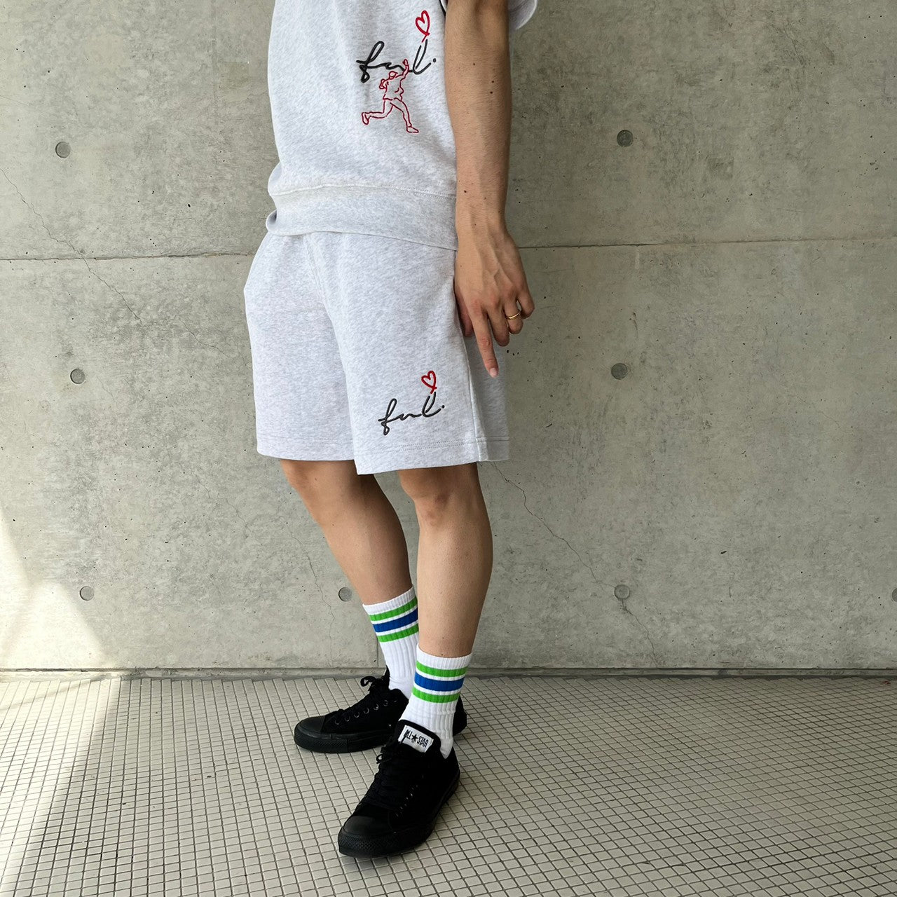 【SALE】Playful スウェットハーフパンツ(grey)