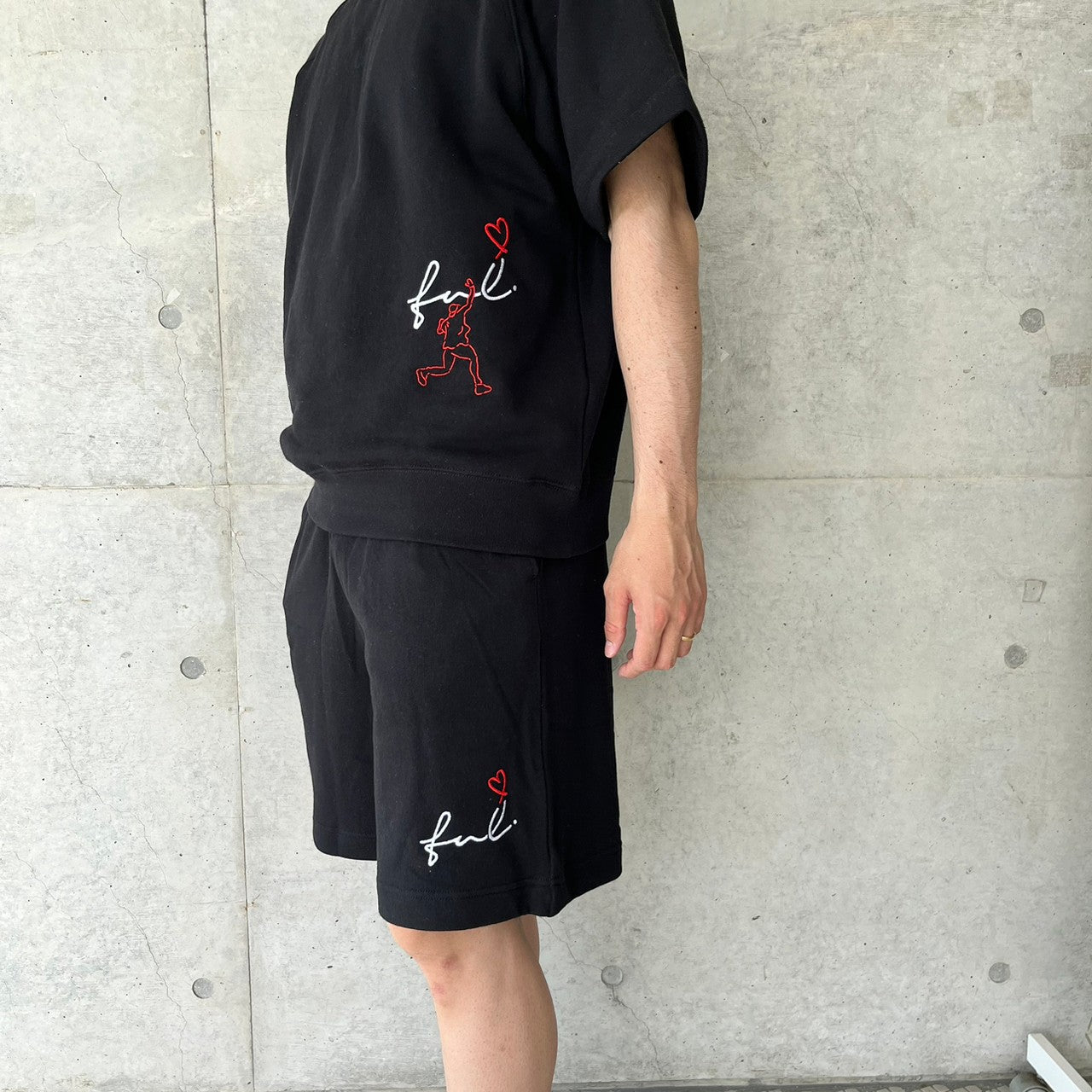 【SALE】Playful スウェットハーフパンツ(black)