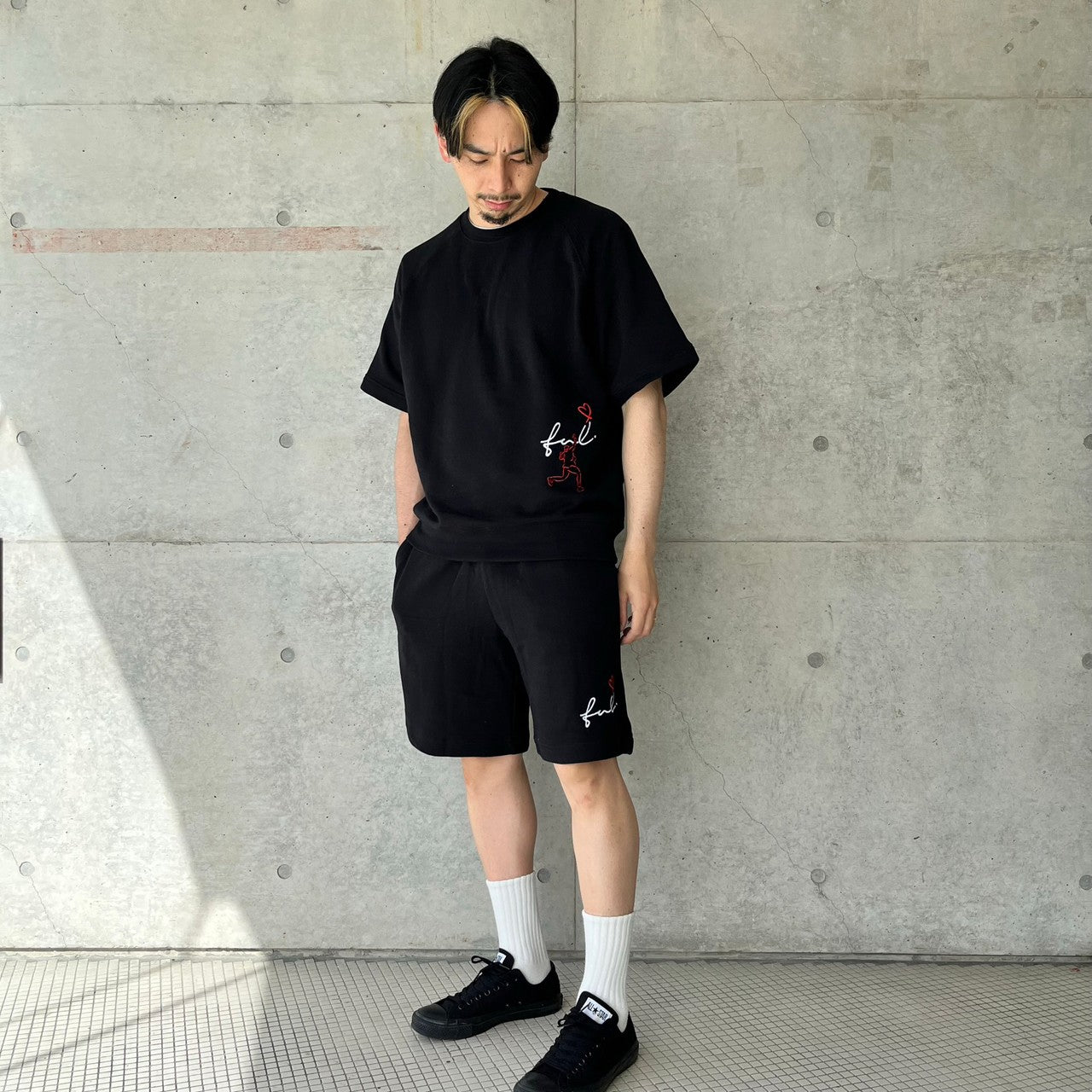 【SALE】Playful スウェットハーフパンツ(black)