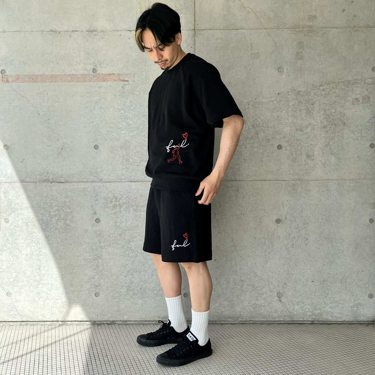 【SALE】Playful スウェットハーフパンツ(black)