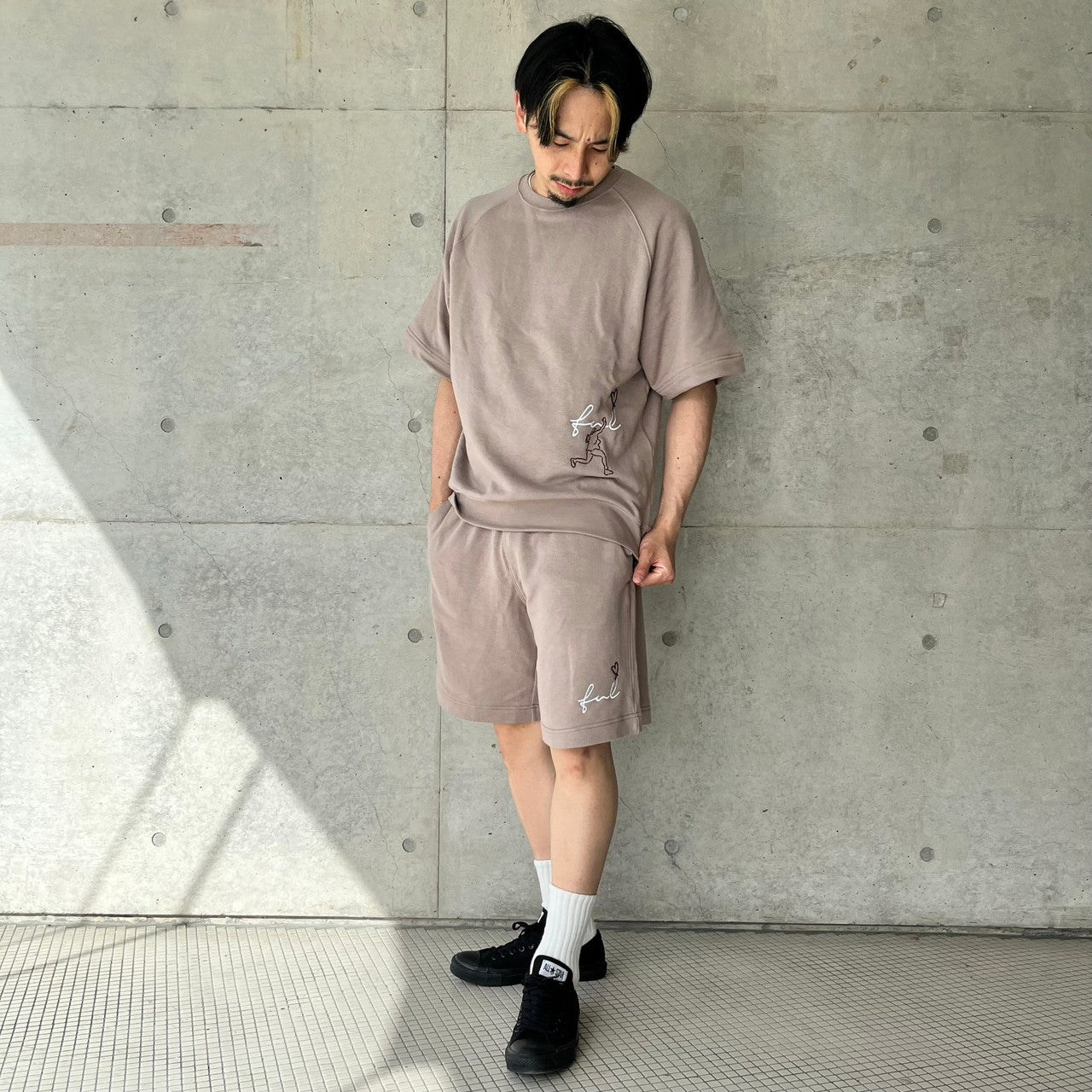 Playful スウェットハーフパンツ(smoky beige)
