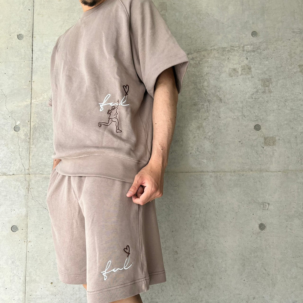 Playful スウェットハーフパンツ(smoky beige)