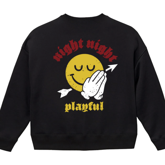 スマイルシューター/ビッグシルエット スウェットシャツ【Black】