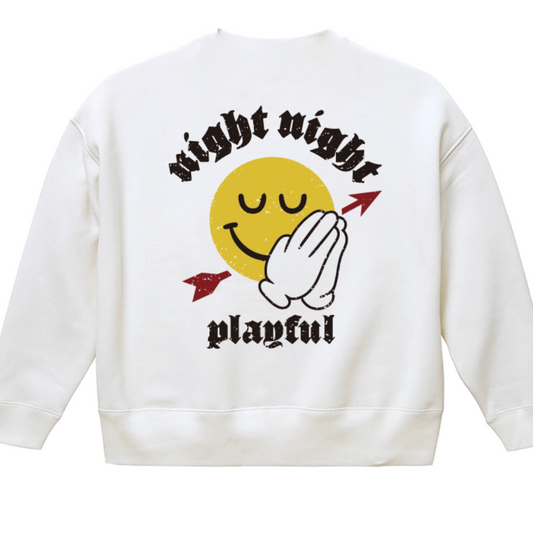 スマイルシューター/ビッグシルエット スウェットシャツ【White】