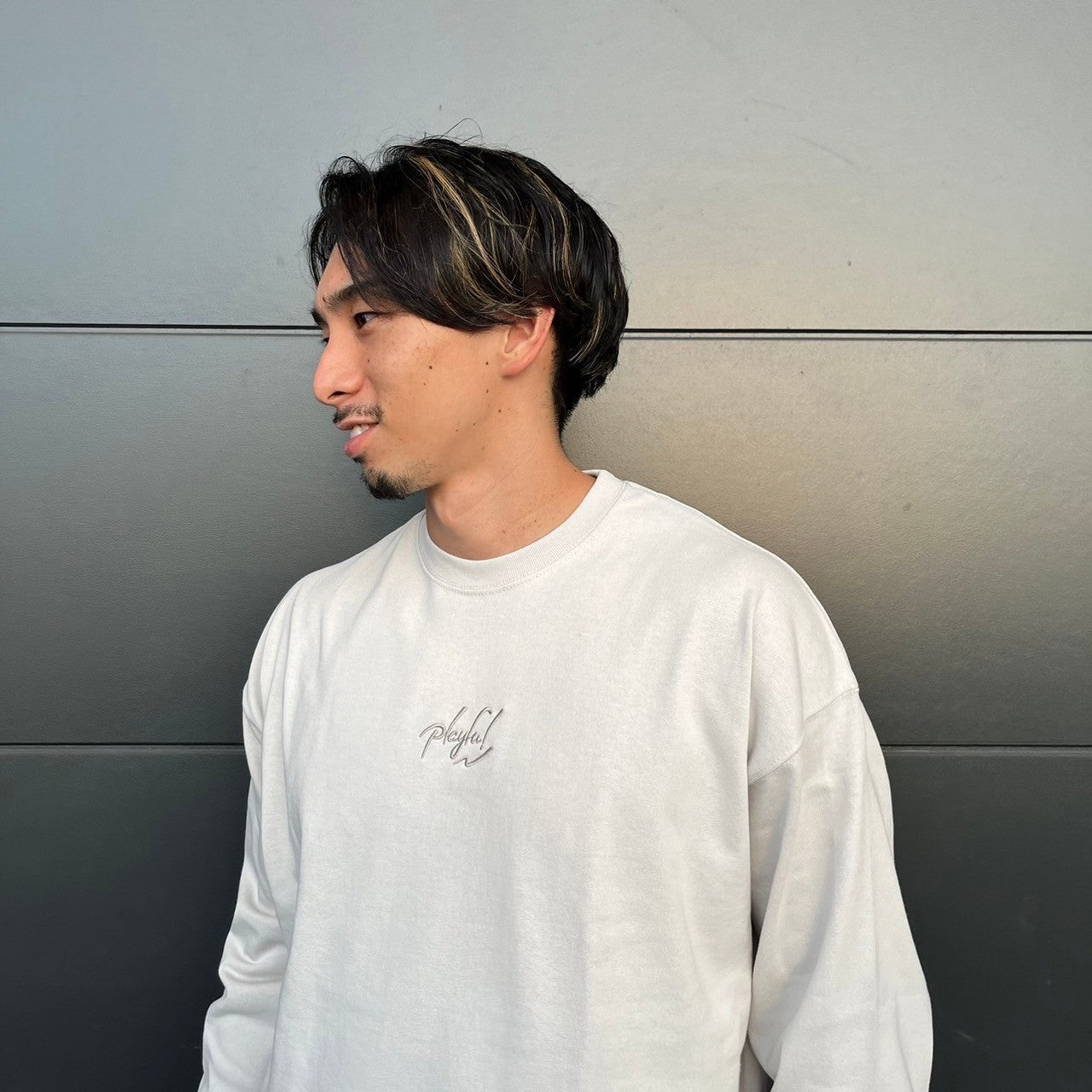 Playful Basic City Long TEE 【frost gray】刺繍タイプ