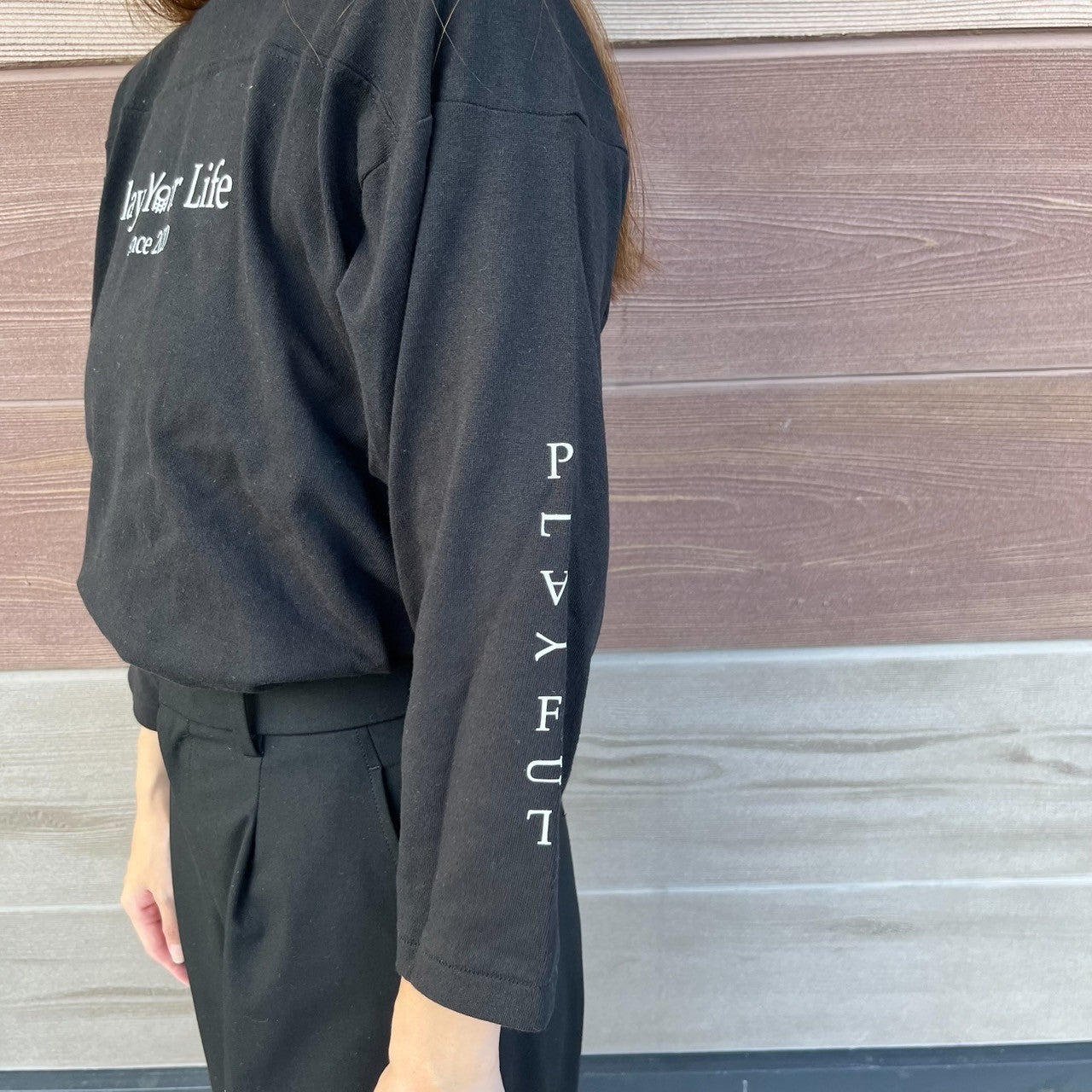 Playful Basic Women City Long TEE 【black】