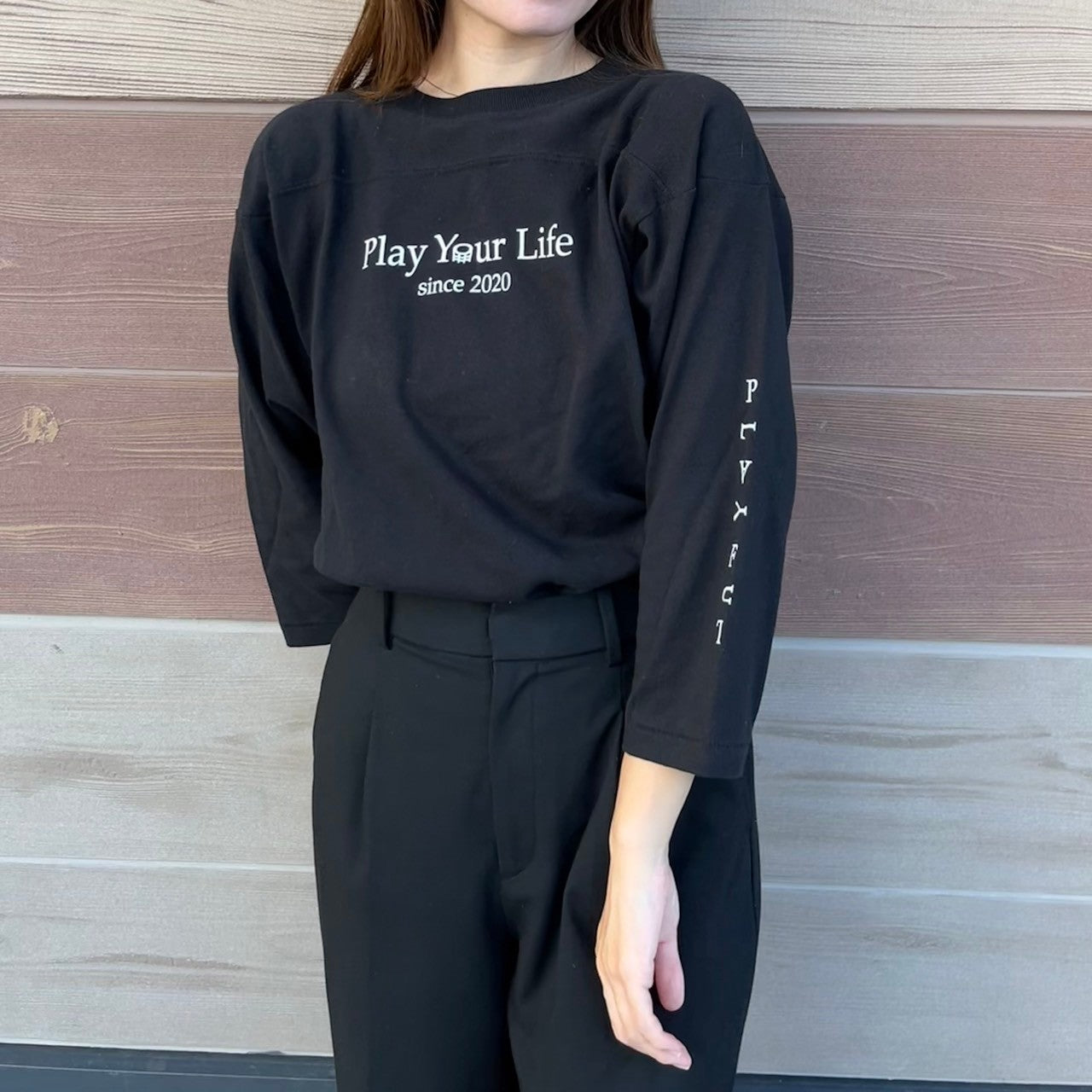Playful Basic Women City Long TEE 【black】