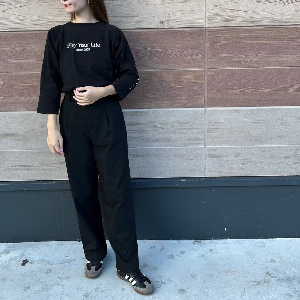 Playful Basic Women City Long TEE 【black】