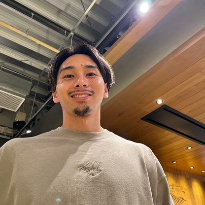 Playful Basic City Long TEE 【acid khaki】刺繍タイプ