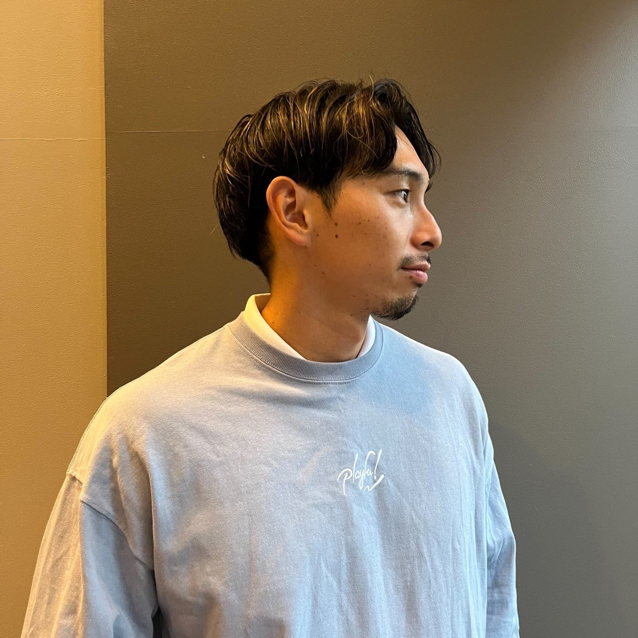 Playful Basic City Long TEE 【acid blue】刺繍タイプ