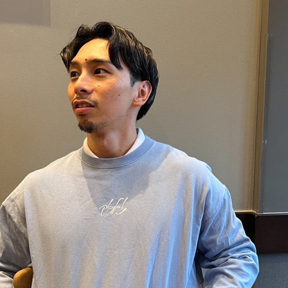 Playful Basic City Long TEE 【acid blue】刺繍タイプ